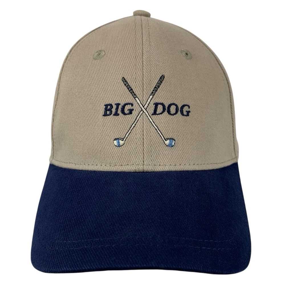 Big Dogs Unisex OSFA Khaki Navy Golf Strapback Embroidered Cap Hat